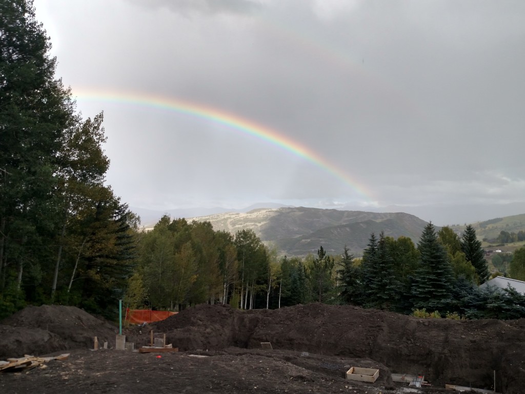 Double rainbow over the foundation excavation!